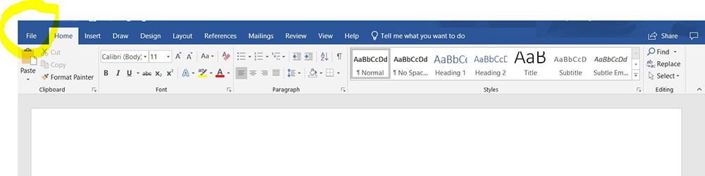 Accessibility can be checked by clicking on "file" on the far left tab of Word.
